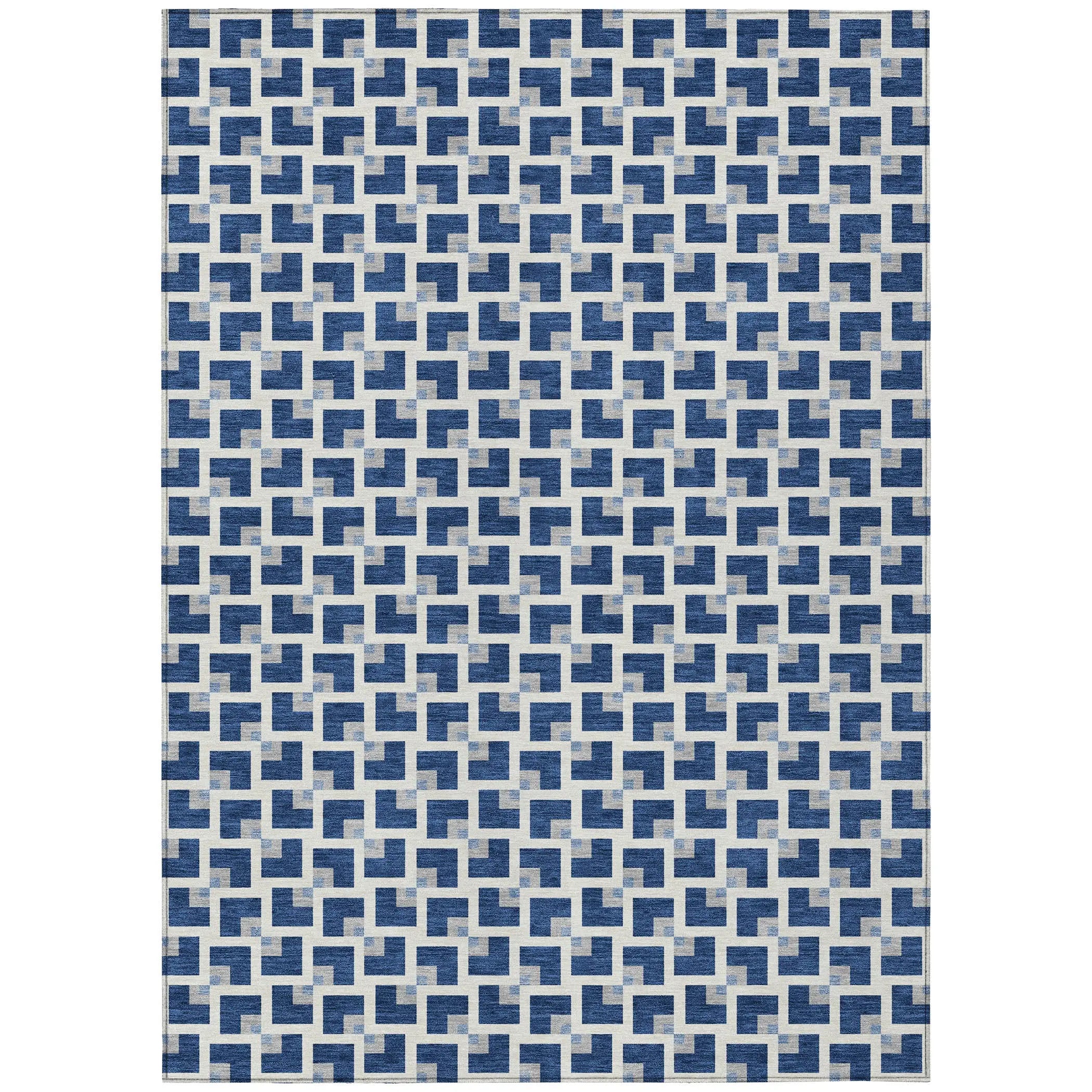 5' X 8' Navy Blue And Ivory Geometric Washable Indoor Outdoor Area Rug Homeroots Outdoor