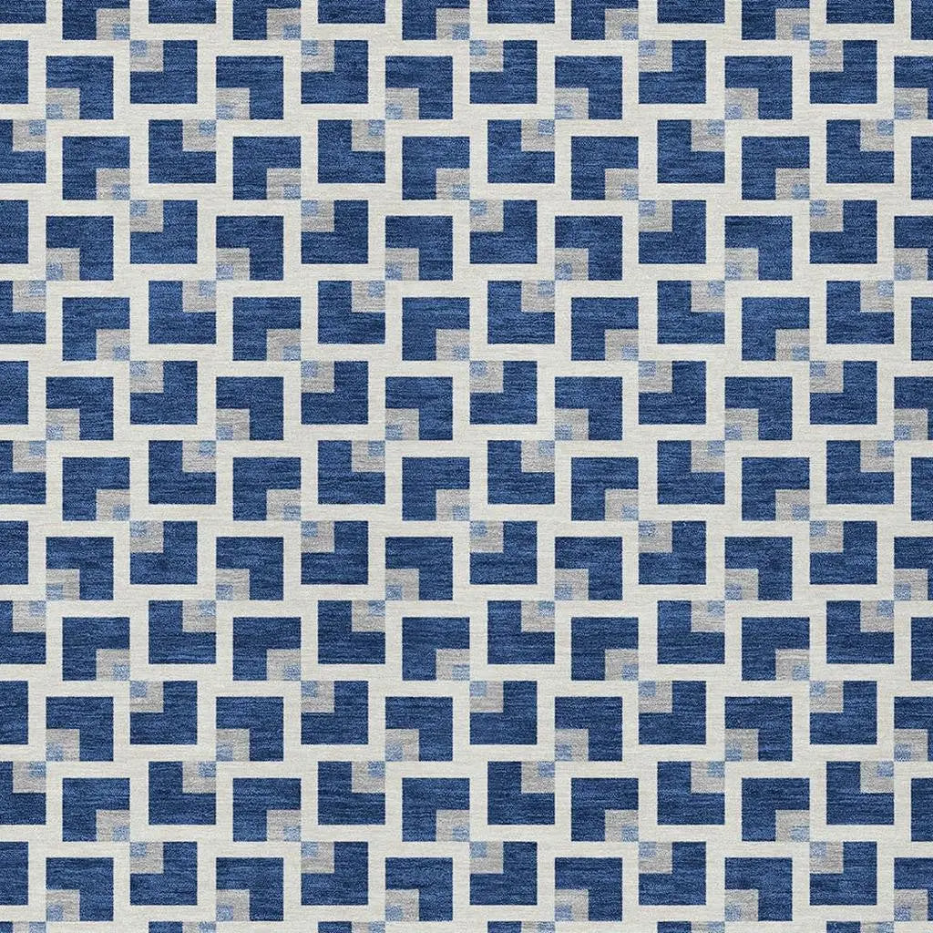 5' X 8' Navy Blue And Ivory Geometric Washable Indoor Outdoor Area Rug Homeroots Outdoor
