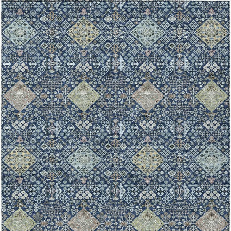 5' X 8' Navy Blue And Ivory Oriental Washable Indoor Outdoor Area Rug Homeroots Outdoor