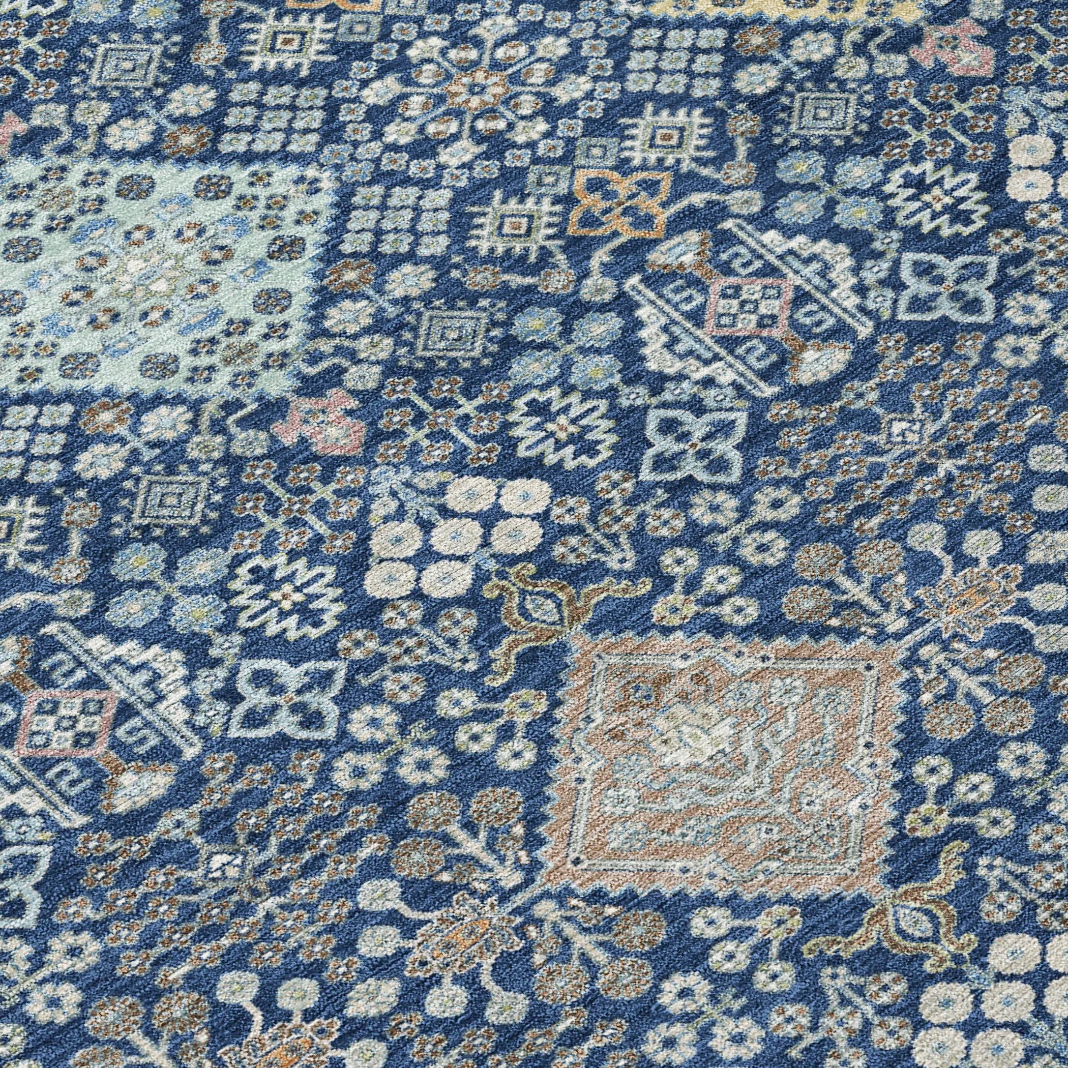 5' X 8' Navy Blue And Ivory Oriental Washable Indoor Outdoor Area Rug Homeroots Outdoor