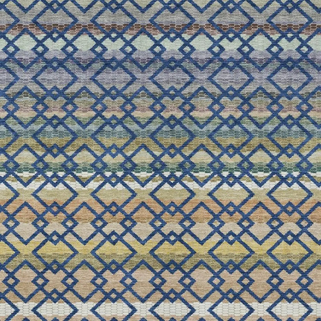 5' X 8' Navy Blue And Ivory Striped Washable Indoor Outdoor Area Rug Homeroots Outdoor