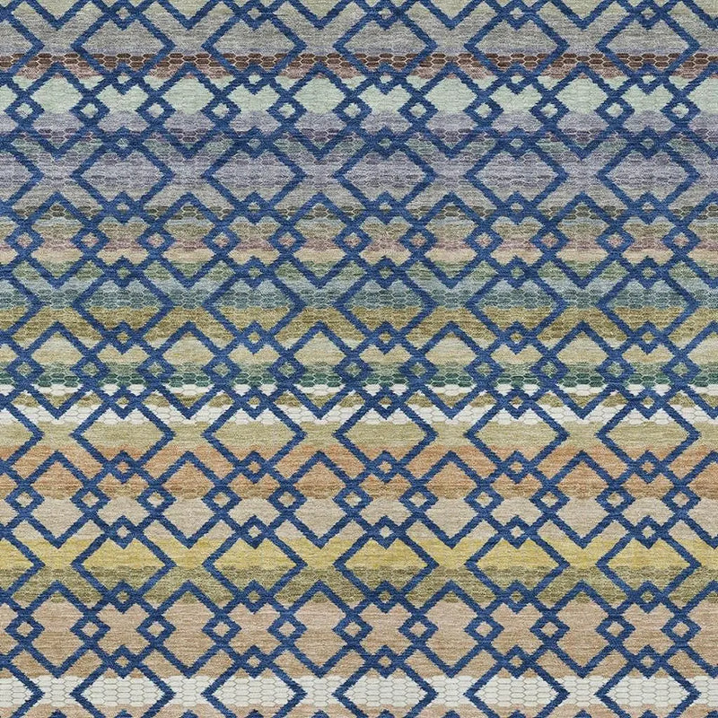 5' X 8' Navy Blue And Ivory Striped Washable Indoor Outdoor Area Rug Homeroots Outdoor