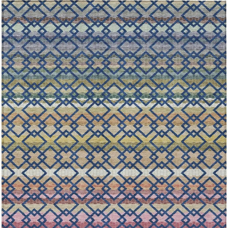 5' X 8' Navy Blue And Ivory Striped Washable Indoor Outdoor Area Rug Homeroots Outdoor