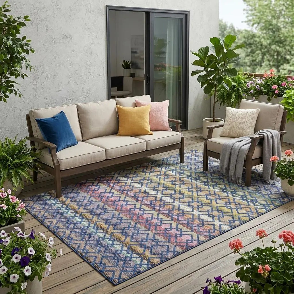 5' X 8' Navy Blue And Ivory Striped Washable Indoor Outdoor Area Rug Homeroots Outdoor