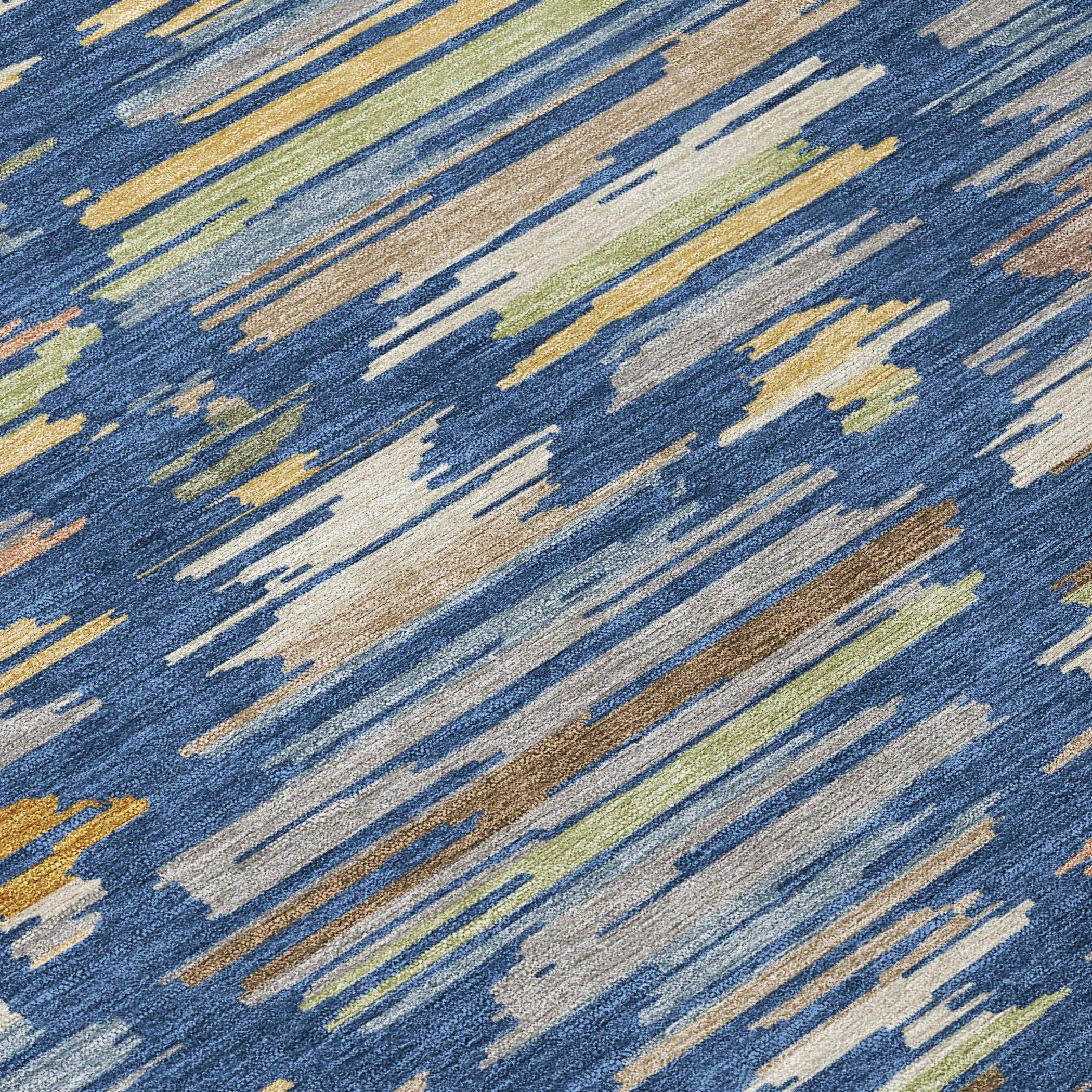 5' X 8' Navy Blue And Silver Southwestern Washable Indoor Outdoor Area Rug Homeroots Outdoor