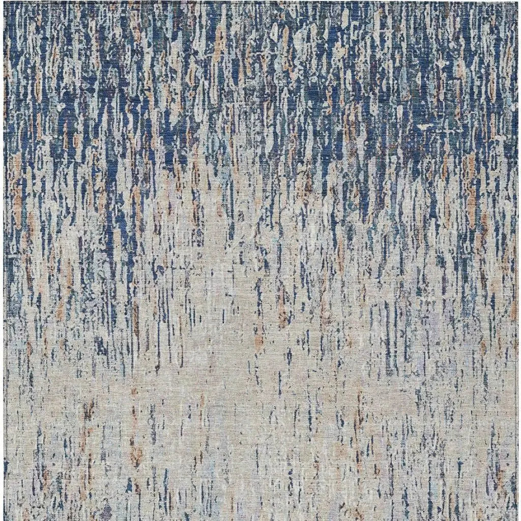 5' X 8' Navy Blue And Taupe Striped Washable Indoor Outdoor Area Rug Homeroots Outdoor