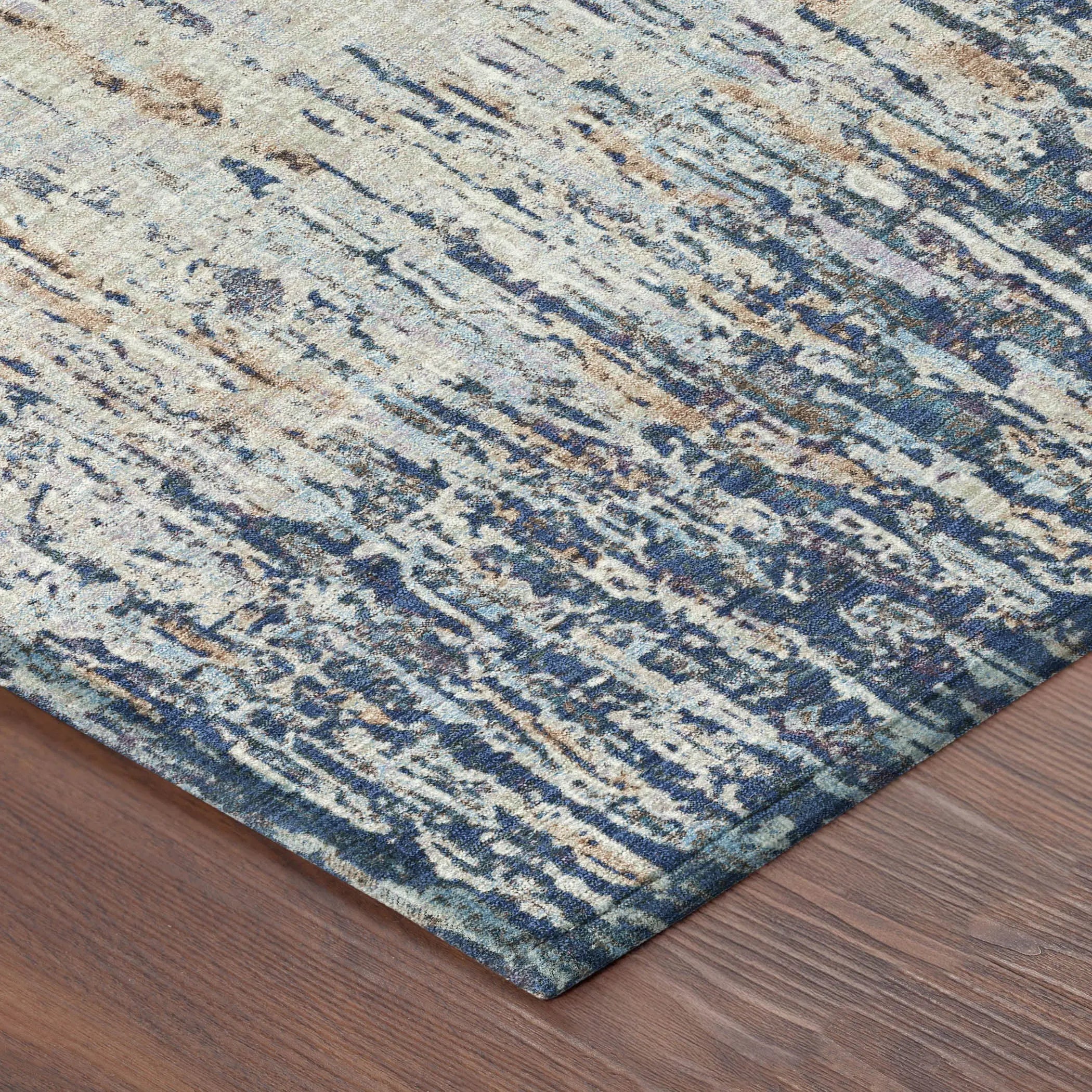 5' X 8' Navy Blue And Taupe Striped Washable Indoor Outdoor Area Rug Homeroots Outdoor