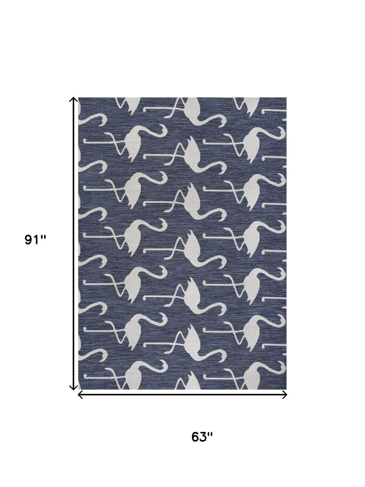 5' X 8' Navy Blue And White Animal Print Indoor Outdoor Area Rug Homeroots Outdoor