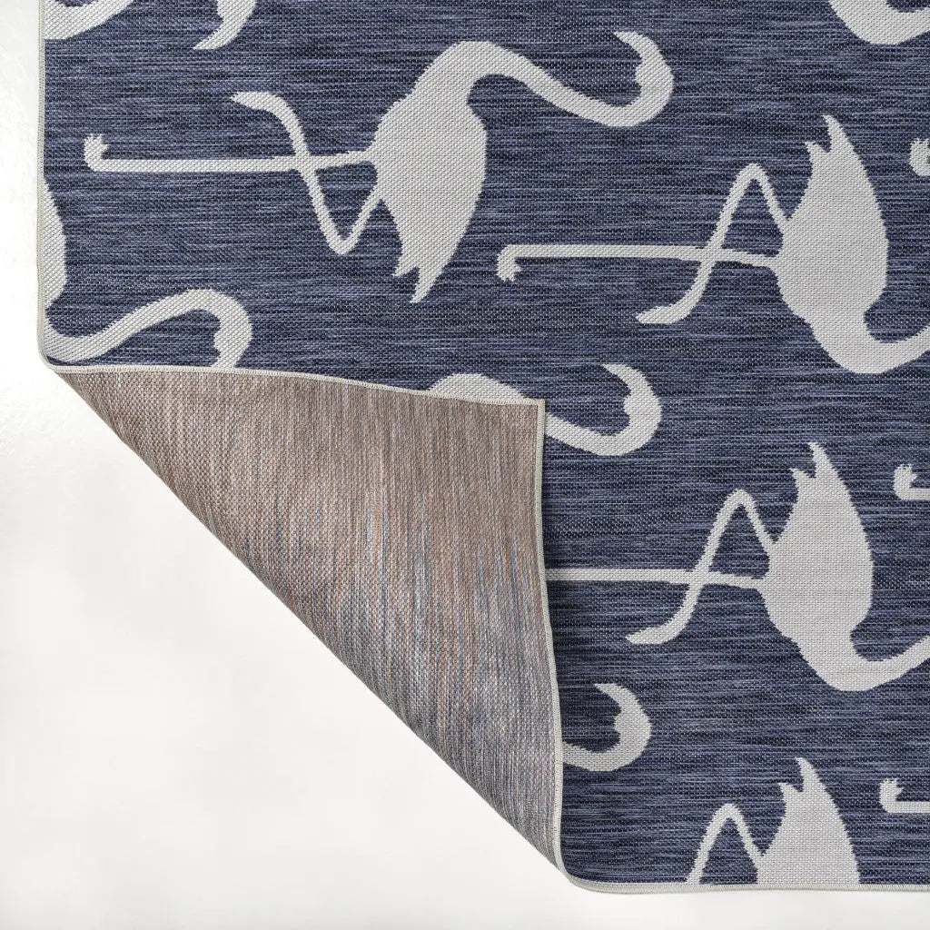 5' X 8' Navy Blue And White Animal Print Indoor Outdoor Area Rug Homeroots Outdoor