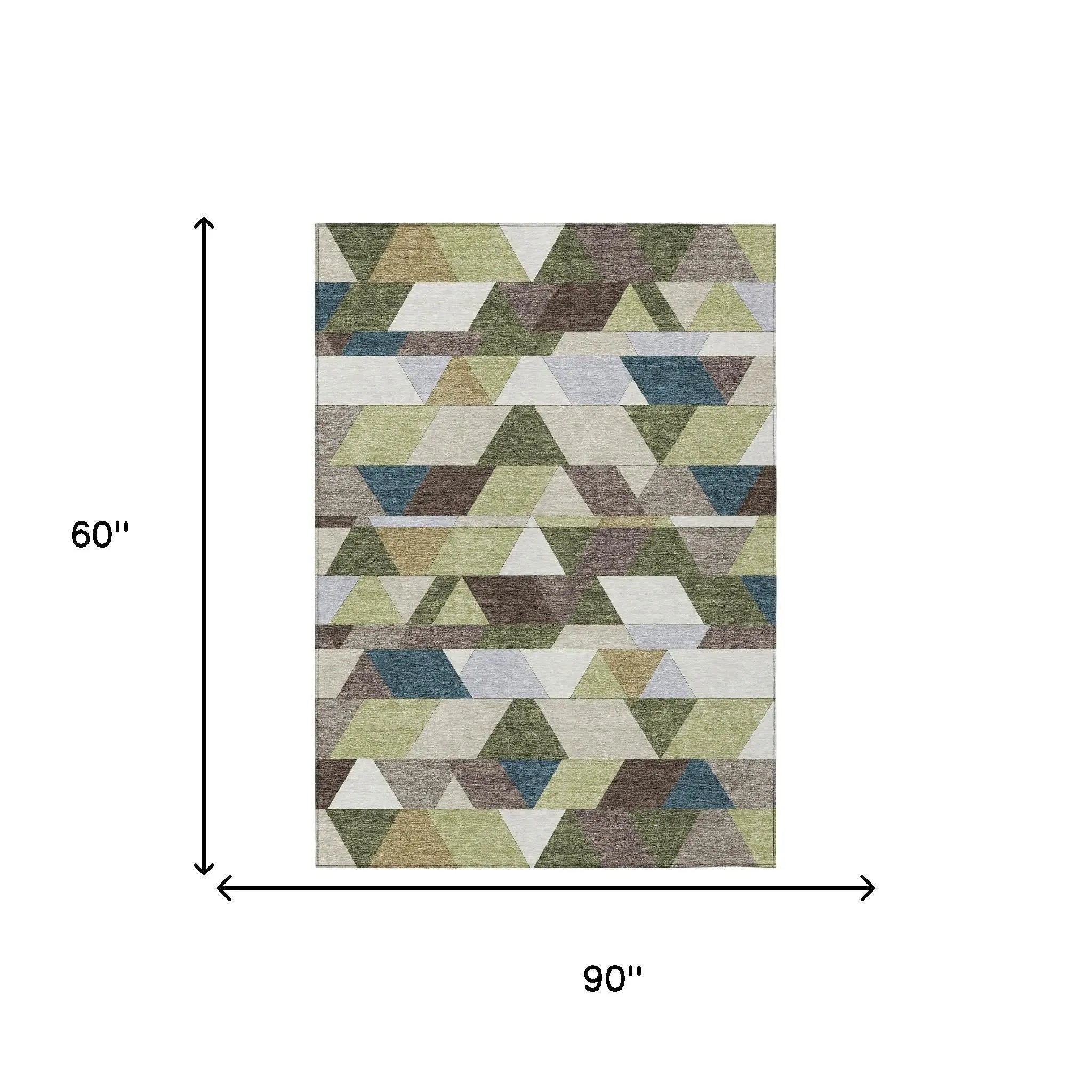 5' X 8' Olive Green And Beige Geometric Washable Indoor Outdoor Area Rug Homeroots Outdoor