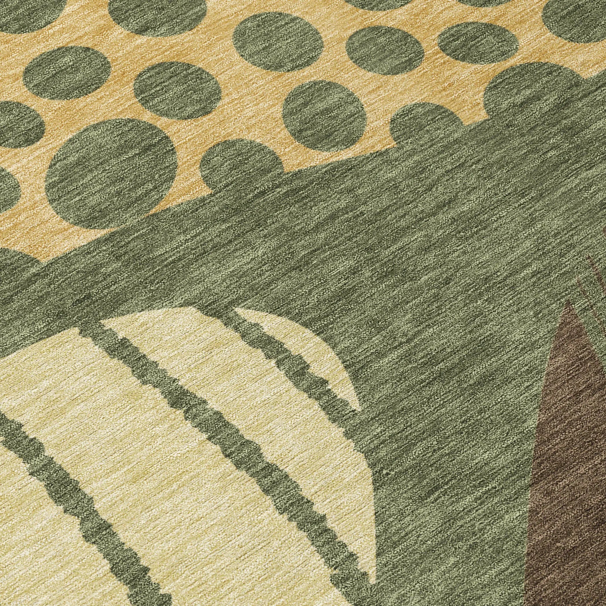 5' X 8' Olive Green And Blue Abstract Washable Indoor Outdoor Area Rug Homeroots Outdoor