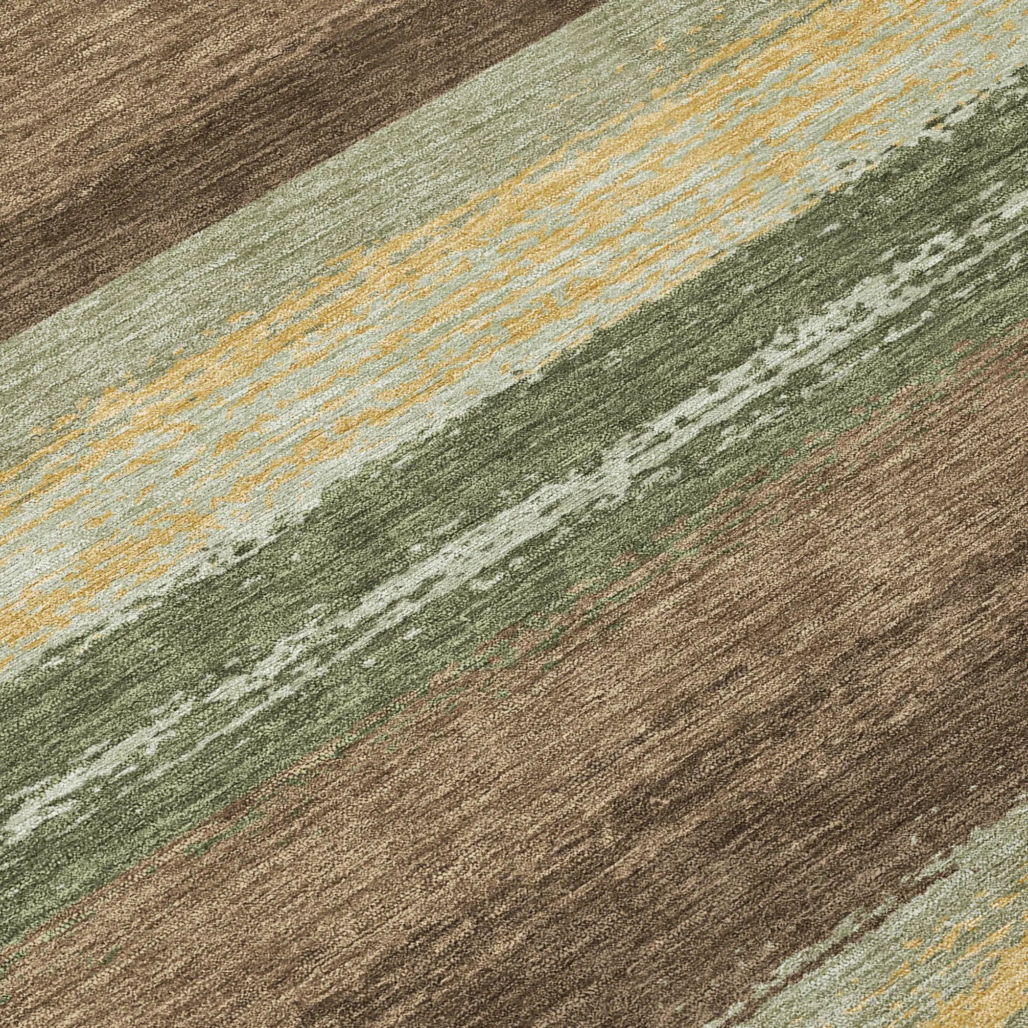 5' X 8' Olive Green And Blue Striped Washable Indoor Outdoor Area Rug Homeroots Outdoor