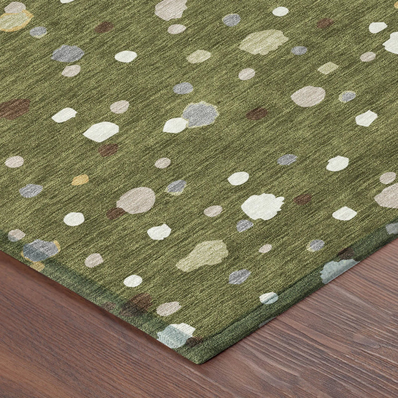 5' X 8' Olive Green And Brown Geometric Washable Indoor Outdoor Area Rug Homeroots Outdoor