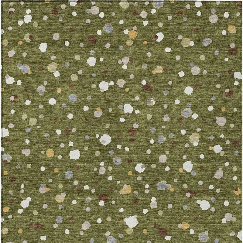 5' X 8' Olive Green And Brown Geometric Washable Indoor Outdoor Area Rug Homeroots Outdoor