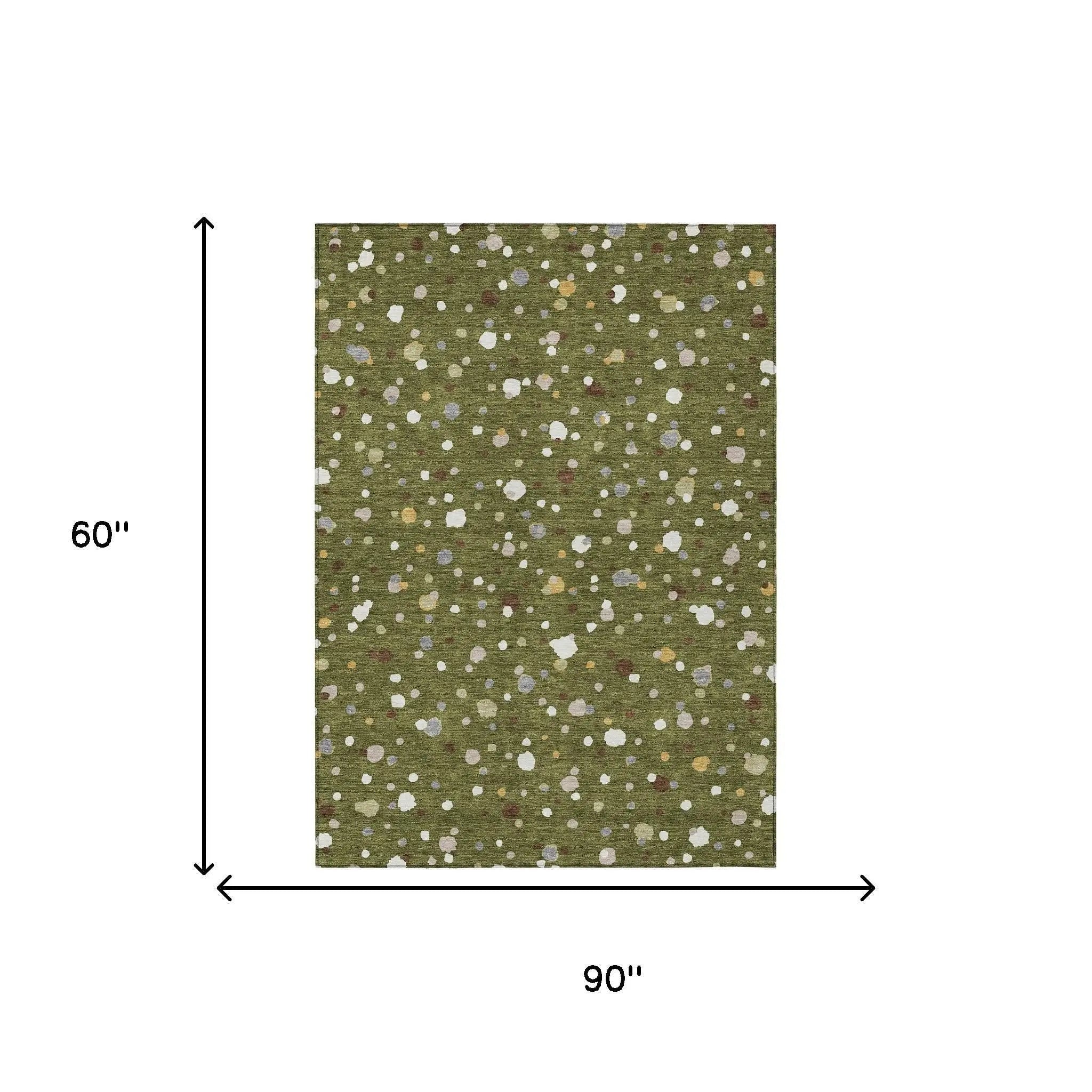 5' X 8' Olive Green And Brown Geometric Washable Indoor Outdoor Area Rug Homeroots Outdoor