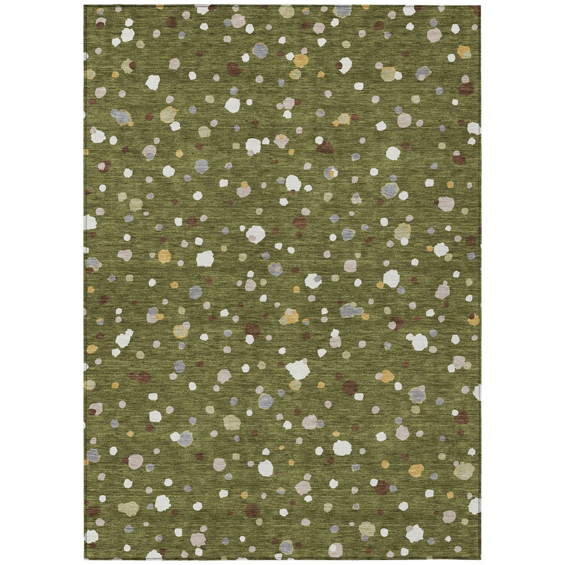 5' X 8' Olive Green And Brown Geometric Washable Indoor Outdoor Area Rug Homeroots Outdoor