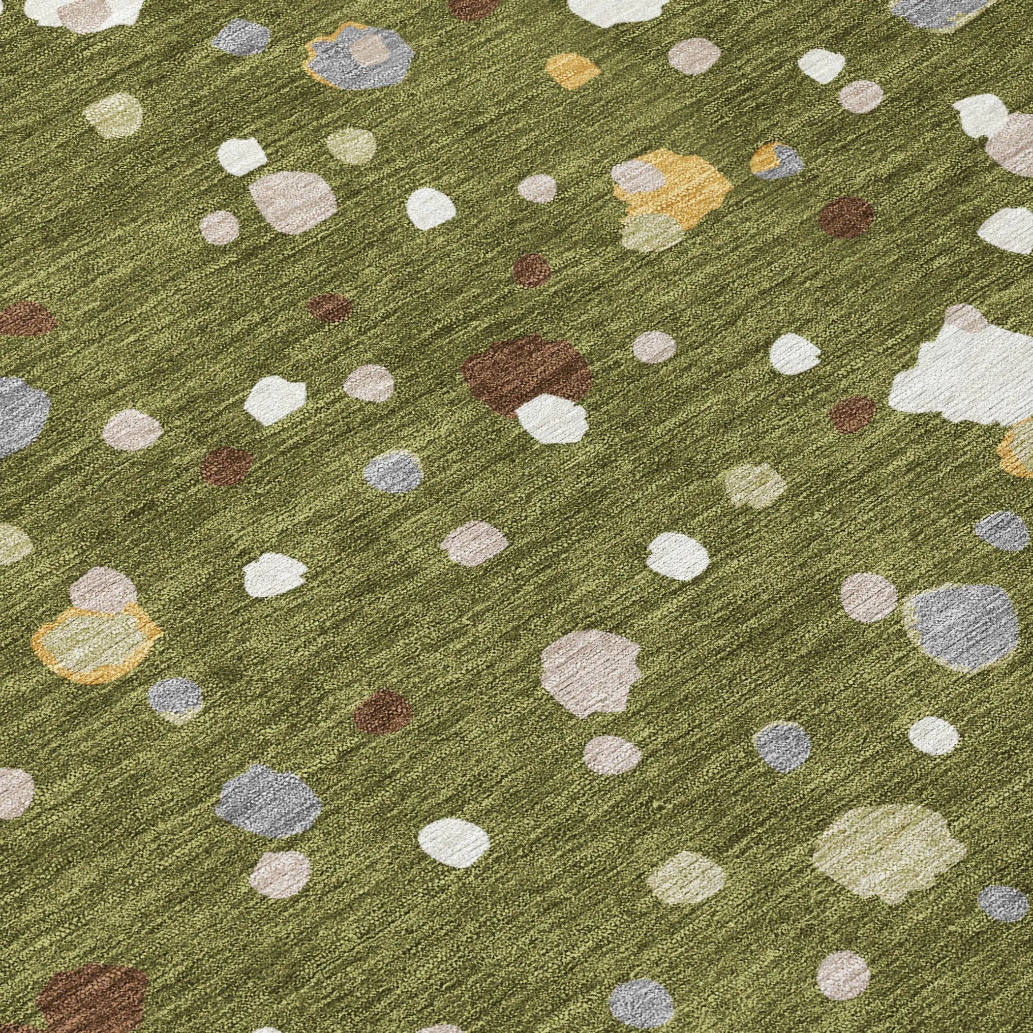 5' X 8' Olive Green And Brown Geometric Washable Indoor Outdoor Area Rug Homeroots Outdoor