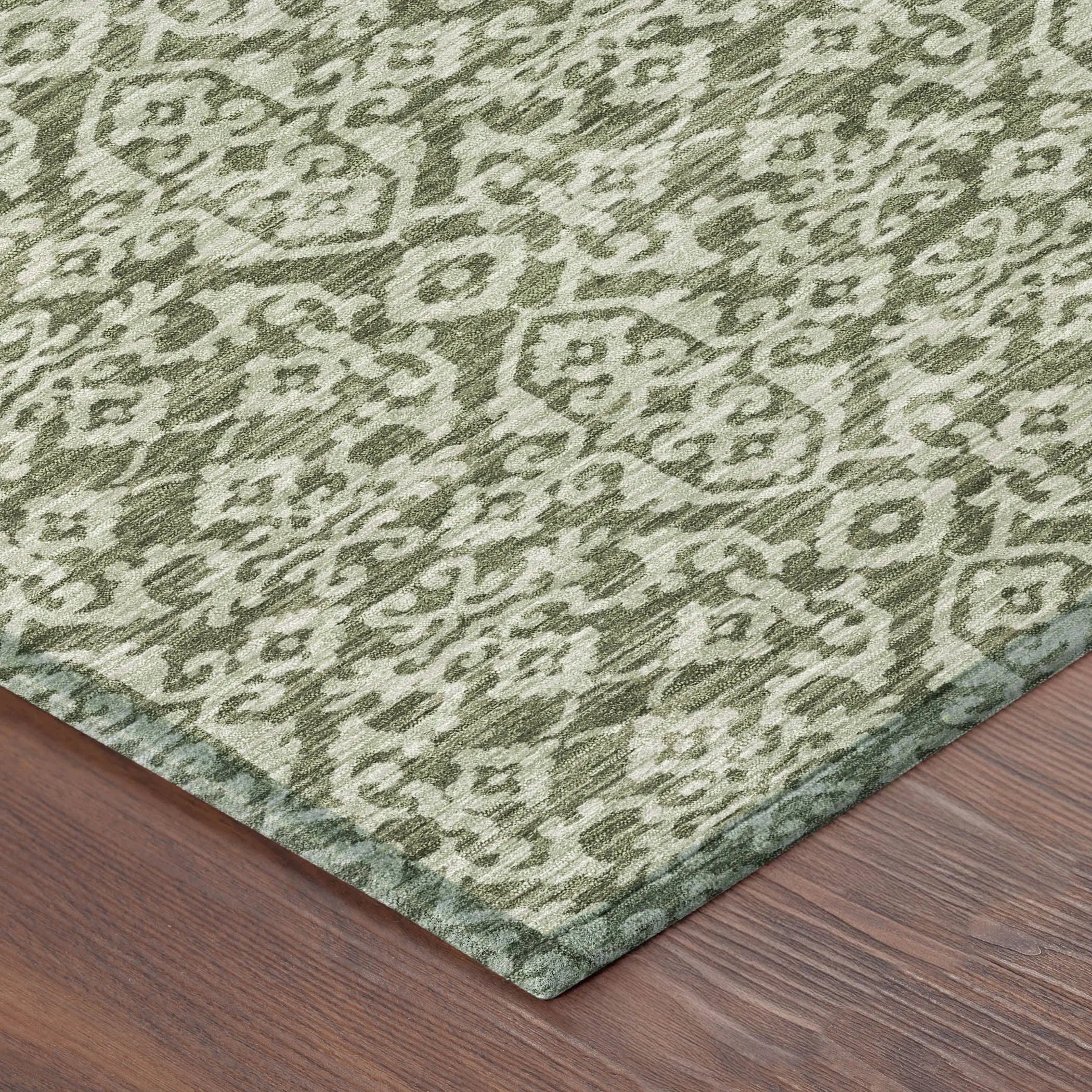 5' X 8' Olive Green And Brown Oriental Washable Indoor Outdoor Area Rug Homeroots Outdoor