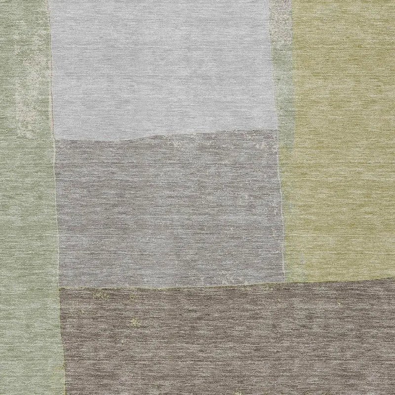 5' X 8' Olive Green And Fern Green Geometric Washable Indoor Outdoor Area Rug Homeroots Outdoor