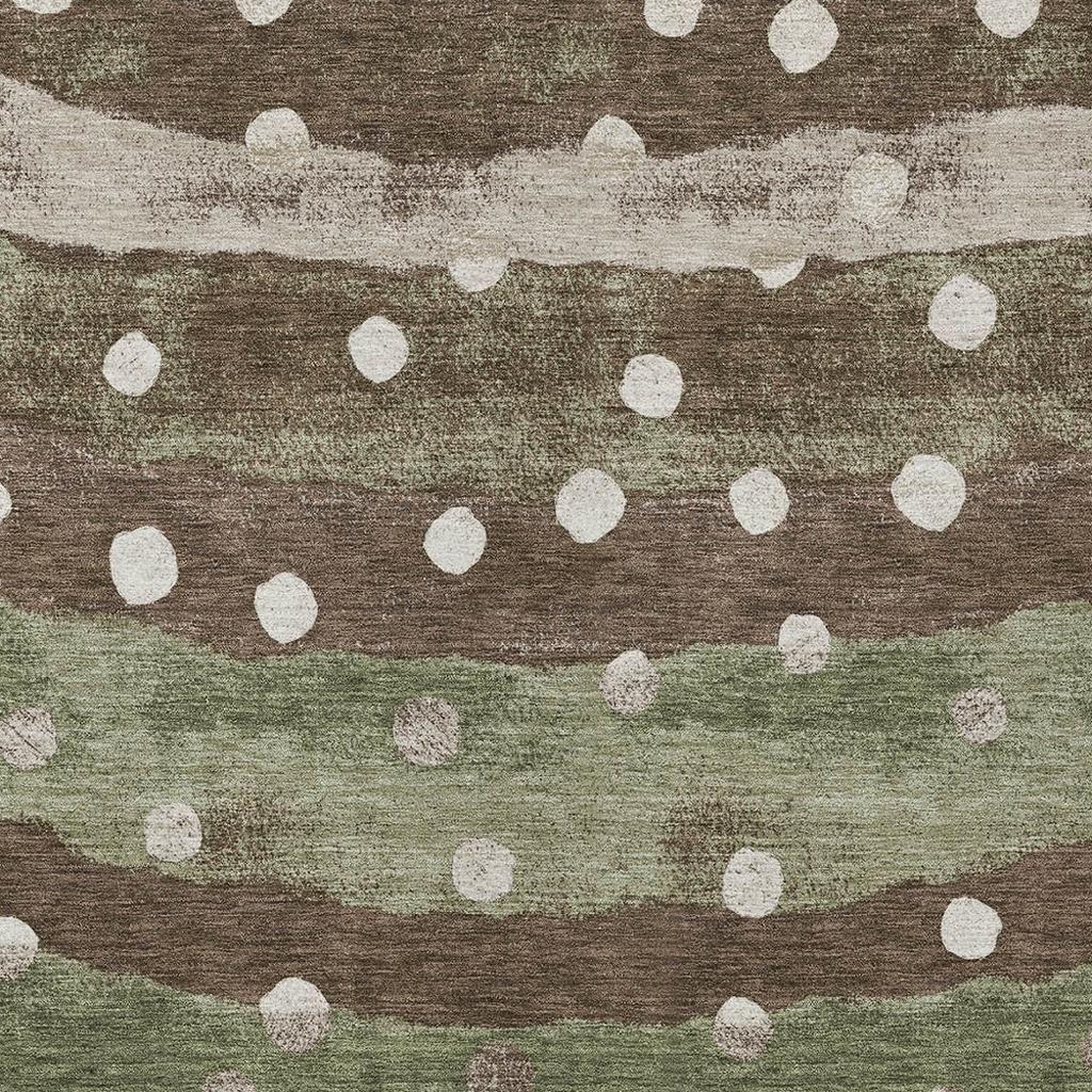 5' X 8' Olive Green And Gray Striped Washable Indoor Outdoor Area Rug Homeroots Outdoor