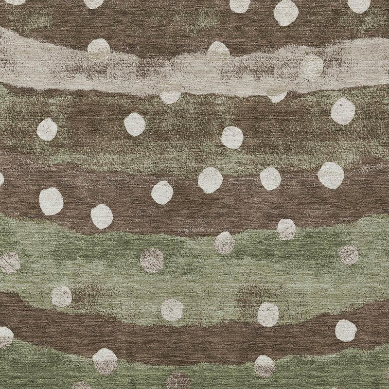 5' X 8' Olive Green And Gray Striped Washable Indoor Outdoor Area Rug Homeroots Outdoor