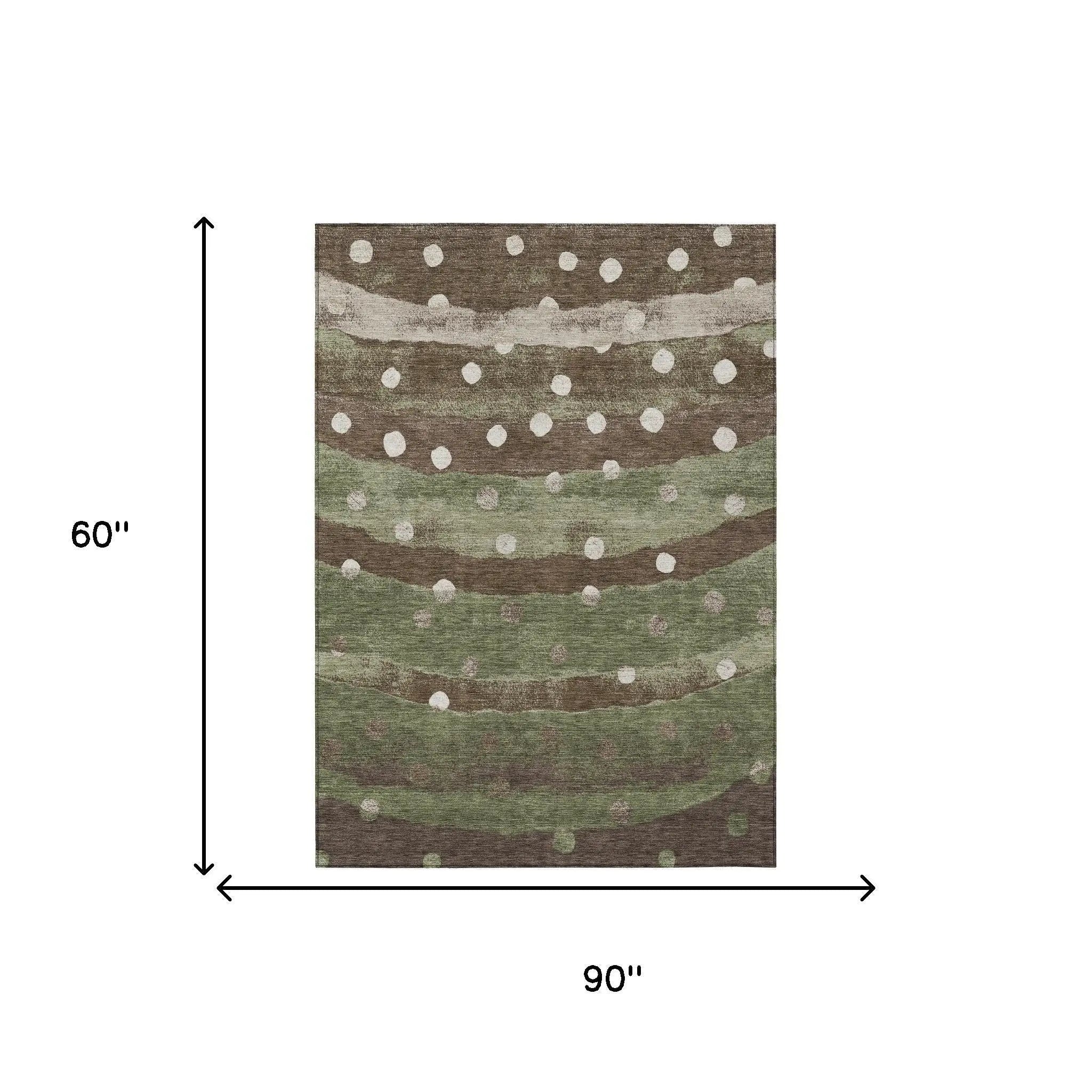 5' X 8' Olive Green And Gray Striped Washable Indoor Outdoor Area Rug Homeroots Outdoor