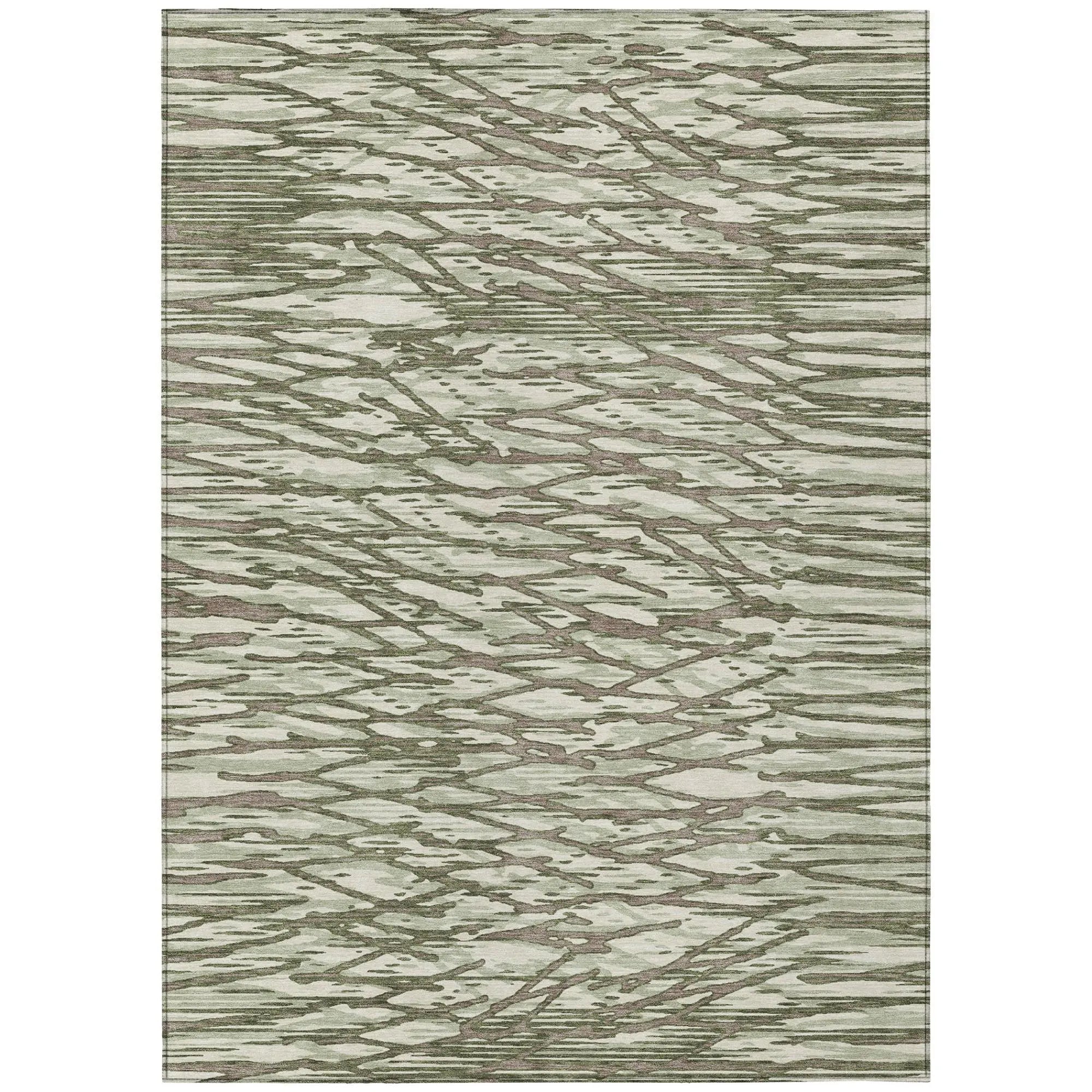 5' X 8' Olive Green And Green Abstract Washable Indoor Outdoor Area Rug Homeroots Outdoor