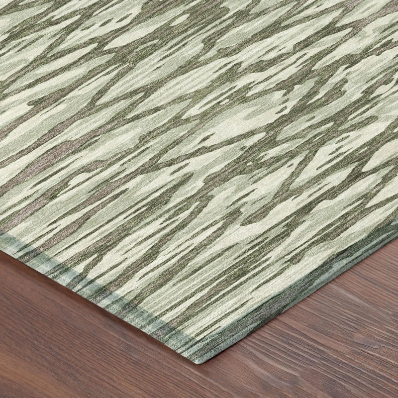5' X 8' Olive Green And Green Abstract Washable Indoor Outdoor Area Rug Homeroots Outdoor