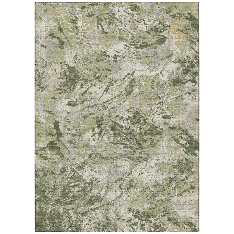 5' X 8' Olive Green And Green Abstract Washable Indoor Outdoor Area Rug Homeroots Outdoor