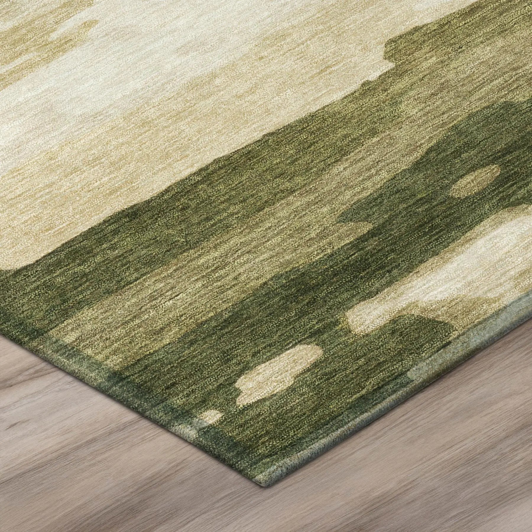 5' X 8' Olive Green And Green Abstract Washable Indoor Outdoor Area Rug Homeroots Outdoor