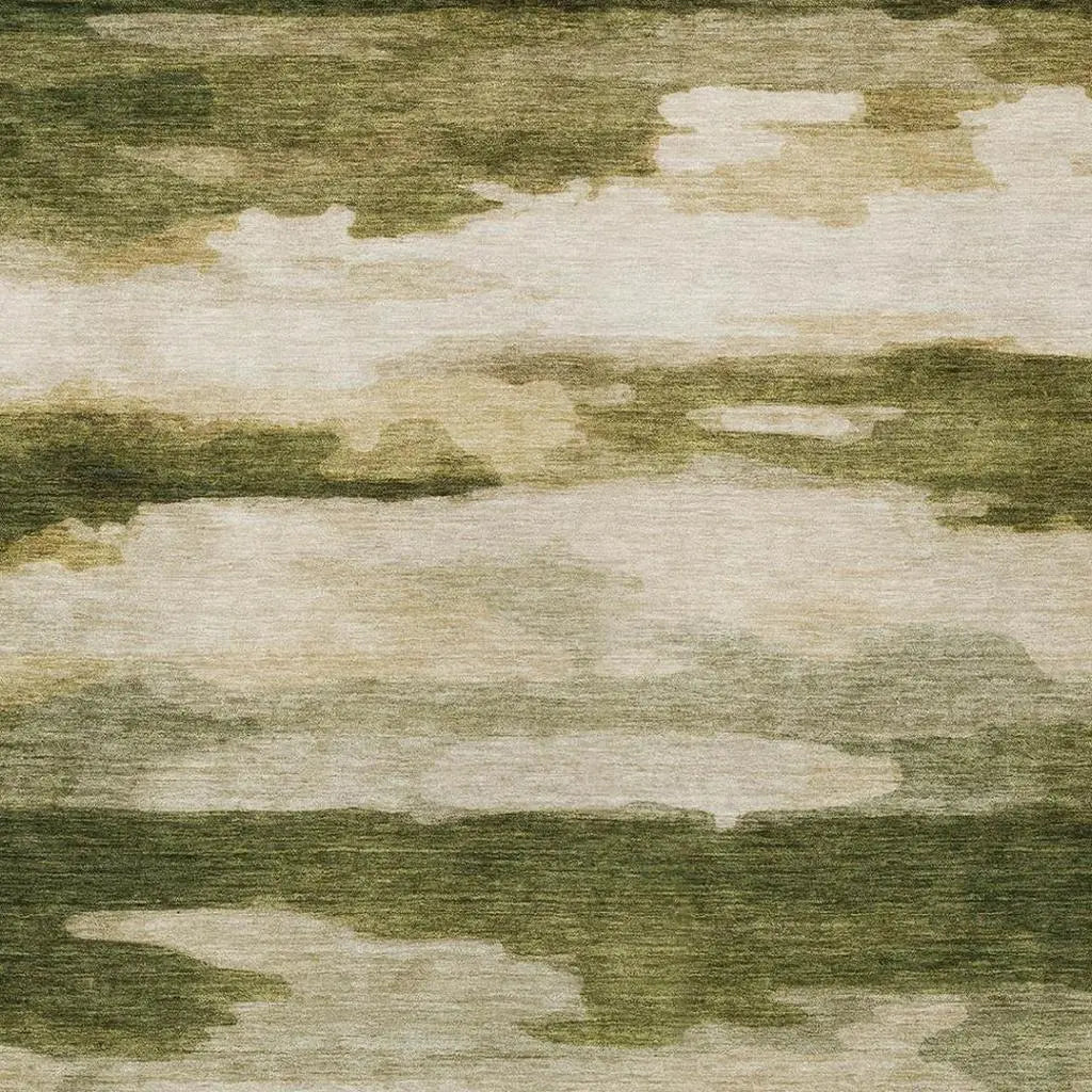 5' X 8' Olive Green And Green Abstract Washable Indoor Outdoor Area Rug Homeroots Outdoor