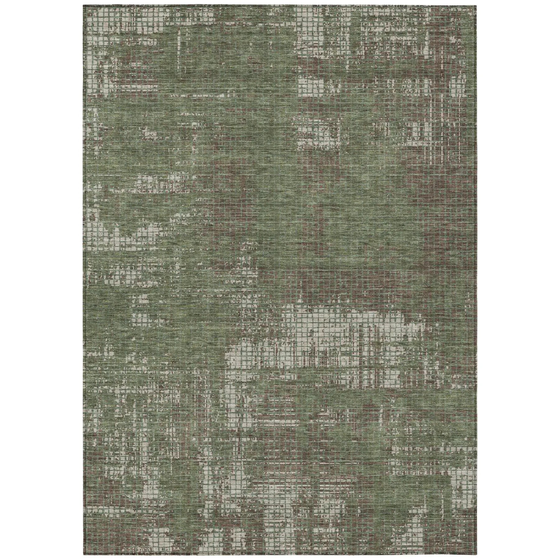5' X 8' Olive Green And Green Abstract Washable Indoor Outdoor Area Rug Homeroots Outdoor