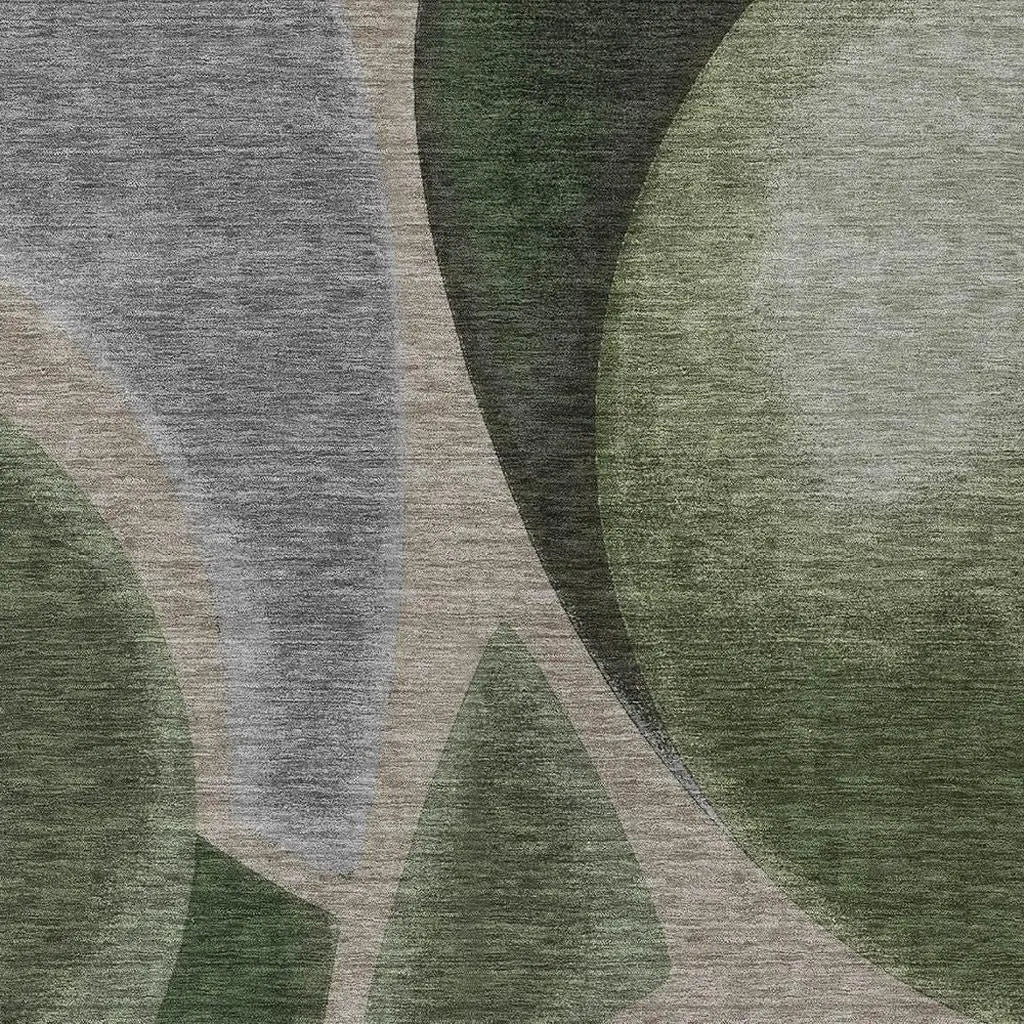 5' X 8' Olive Green And Green Abstract Washable Indoor Outdoor Area Rug Homeroots Outdoor