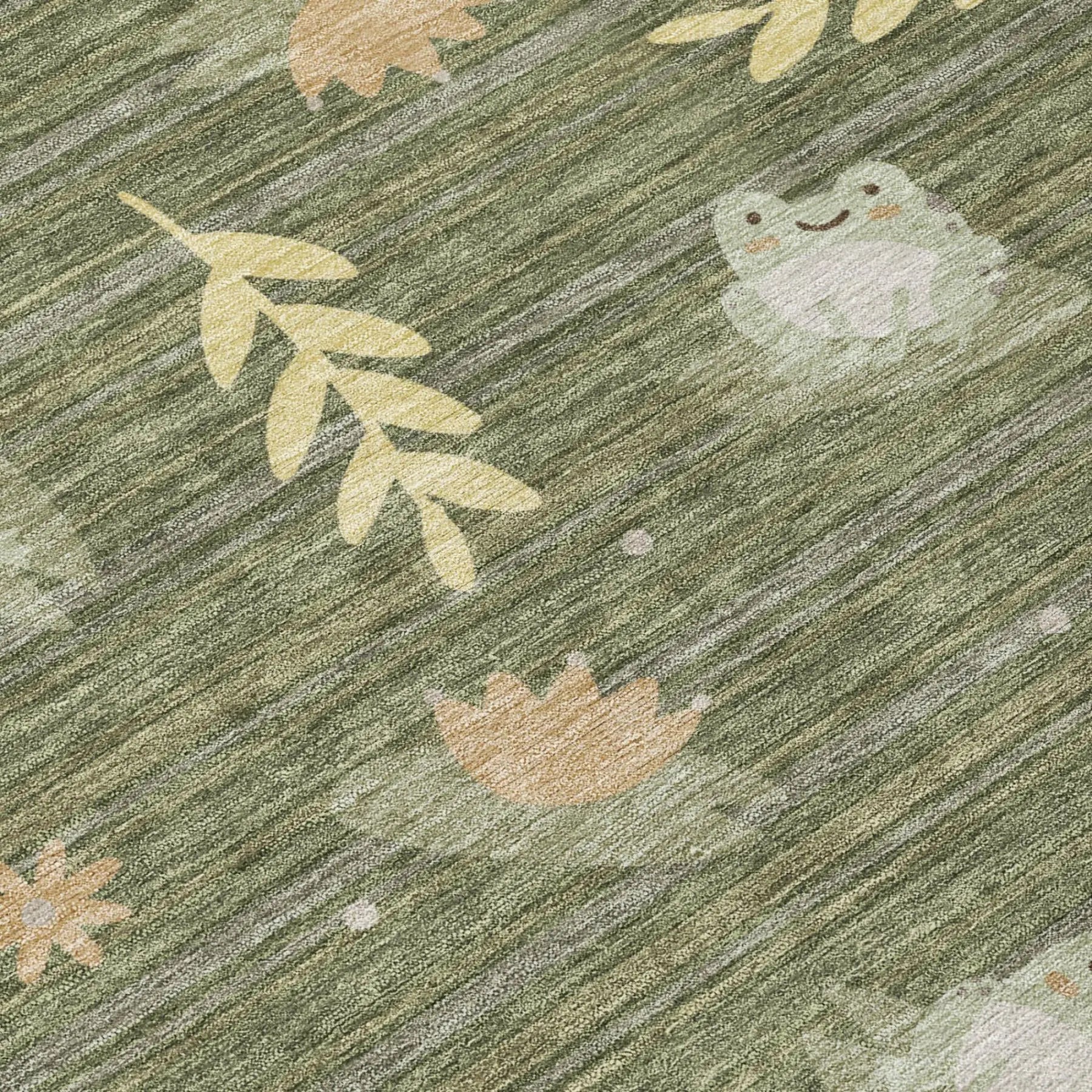 5' X 8' Olive Green And Green Botanical Leaves Washable Indoor Outdoor Area Rug Homeroots Outdoor