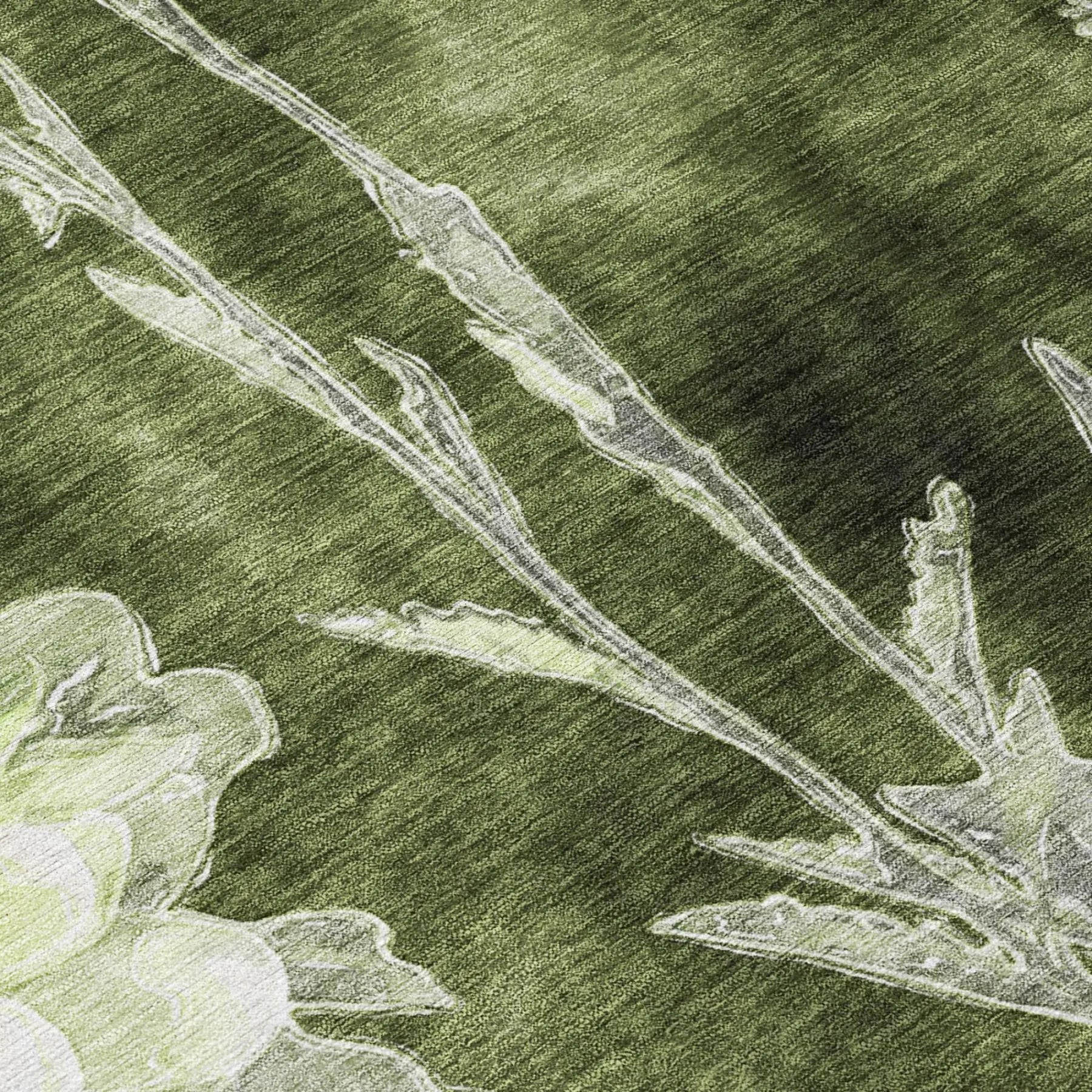5' X 8' Olive Green And Green Floral Washable Indoor Outdoor Area Rug Homeroots Outdoor