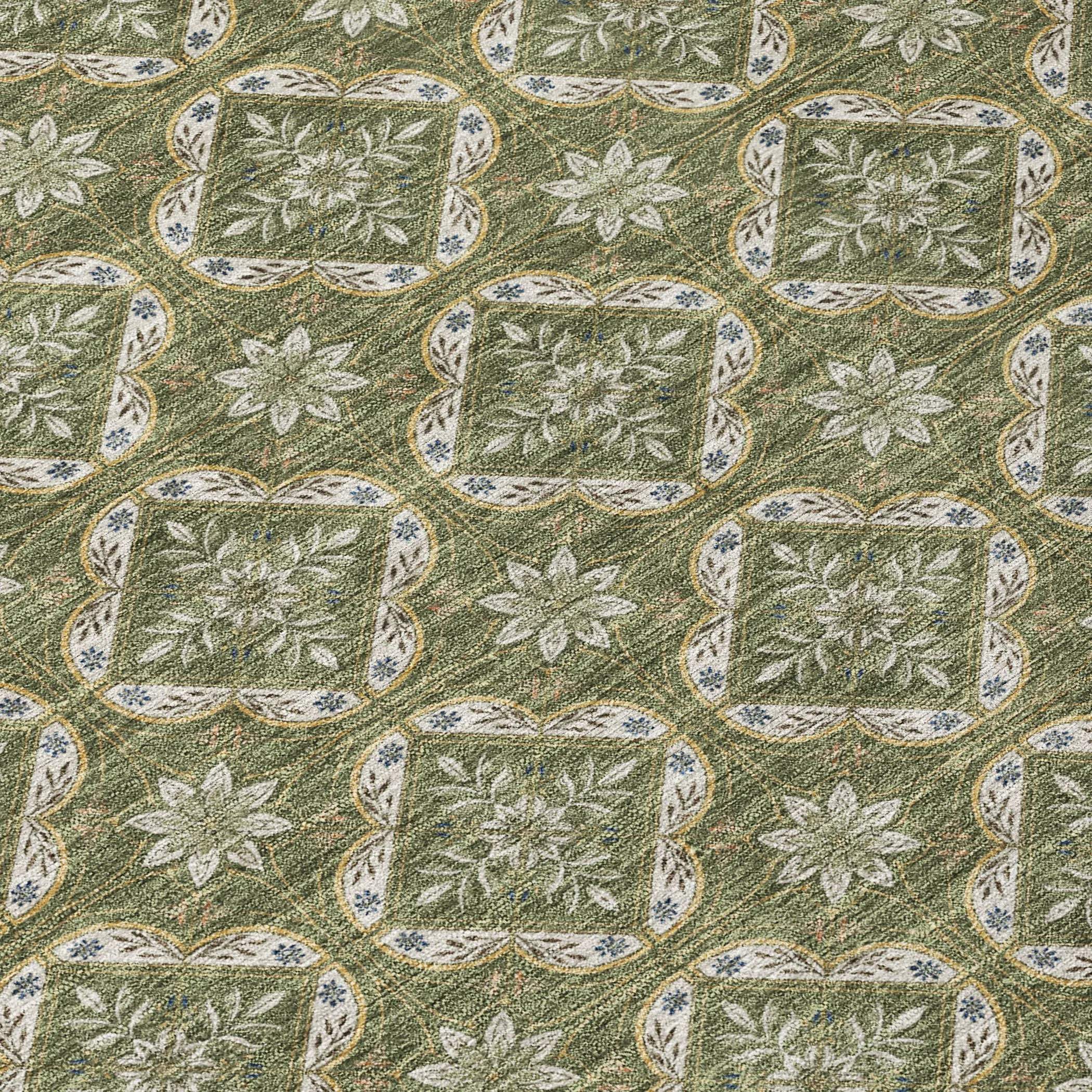 5' X 8' Olive Green And Green Geometric Washable Indoor Outdoor Area Rug Homeroots Outdoor