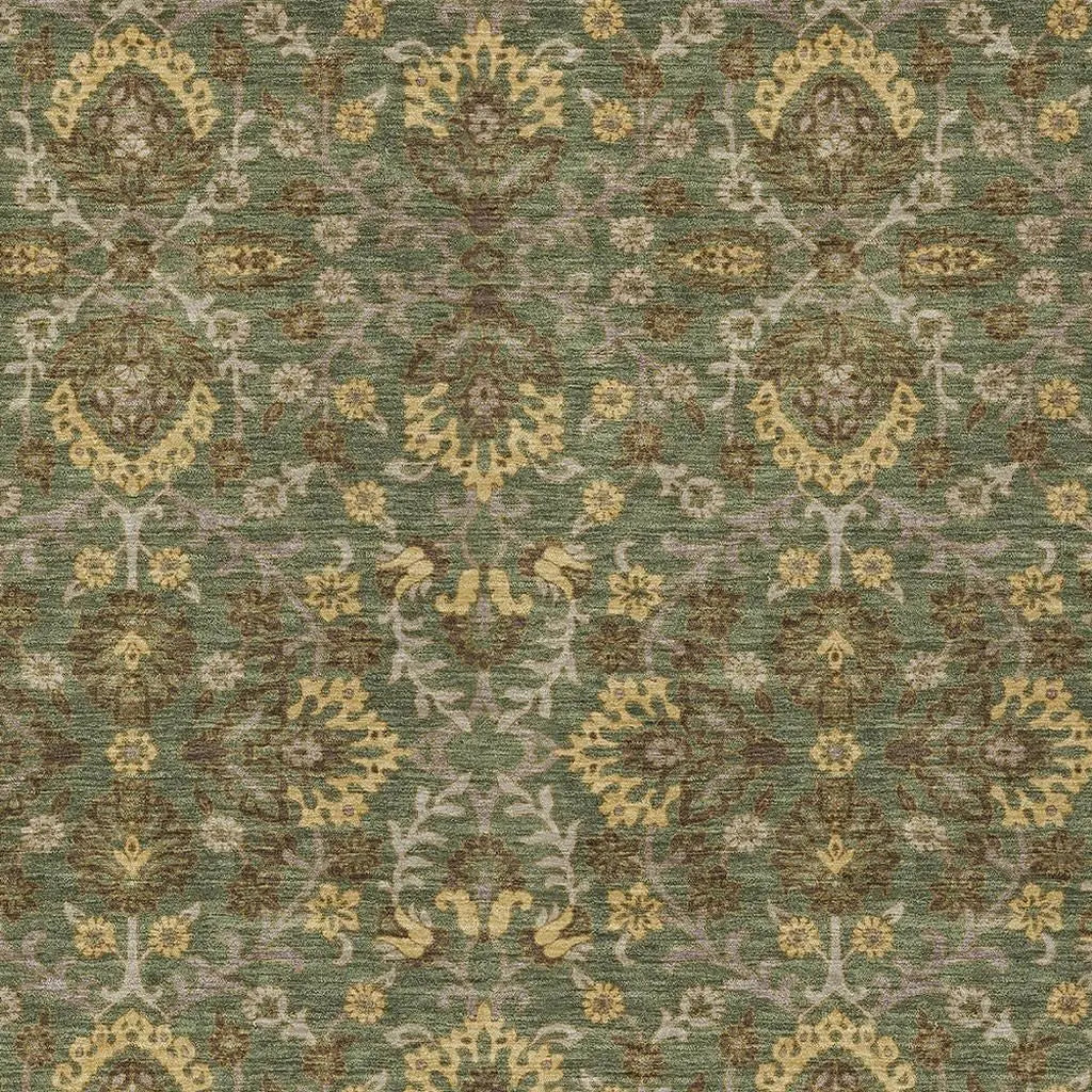 5' X 8' Olive Green And Green Geometric Washable Indoor Outdoor Area Rug Homeroots Outdoor