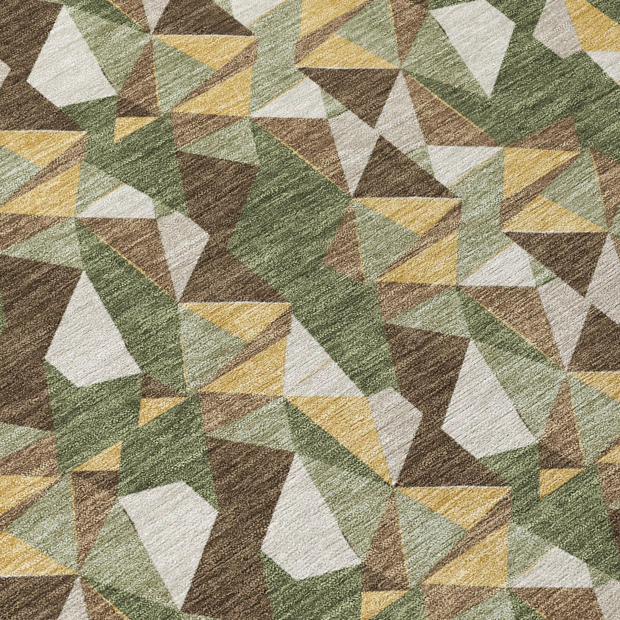 5' X 8' Olive Green And Green Geometric Washable Indoor Outdoor Area Rug Homeroots Outdoor