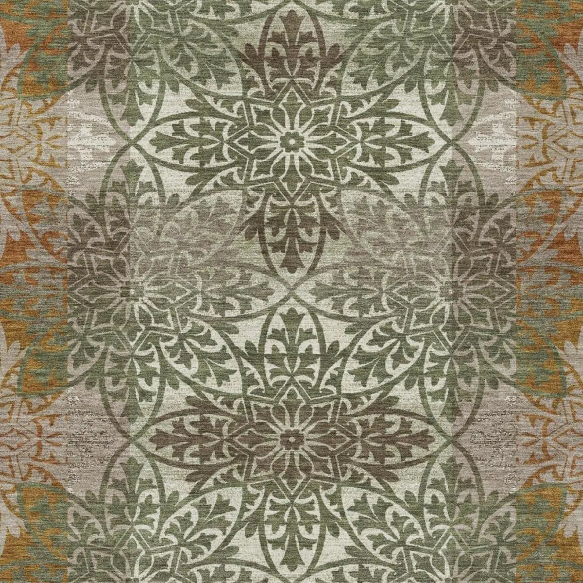 5' X 8' Olive Green And Green Oriental Washable Indoor Outdoor Area Rug Homeroots Outdoor