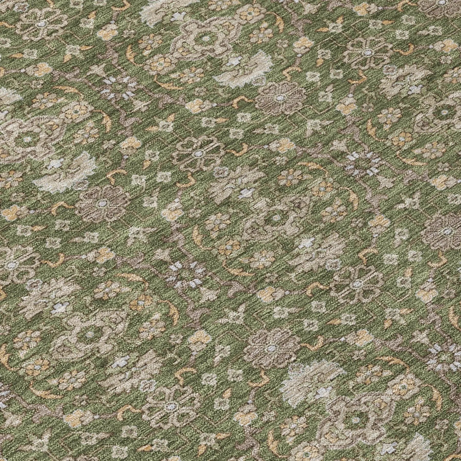 5' X 8' Olive Green And Green Oriental Washable Indoor Outdoor Area Rug Homeroots Outdoor