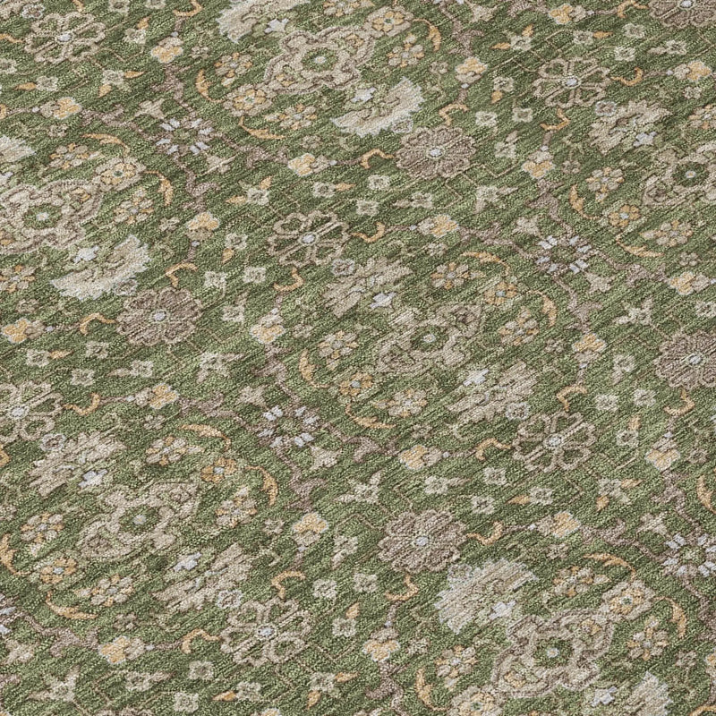 5' X 8' Olive Green And Green Oriental Washable Indoor Outdoor Area Rug Homeroots Outdoor