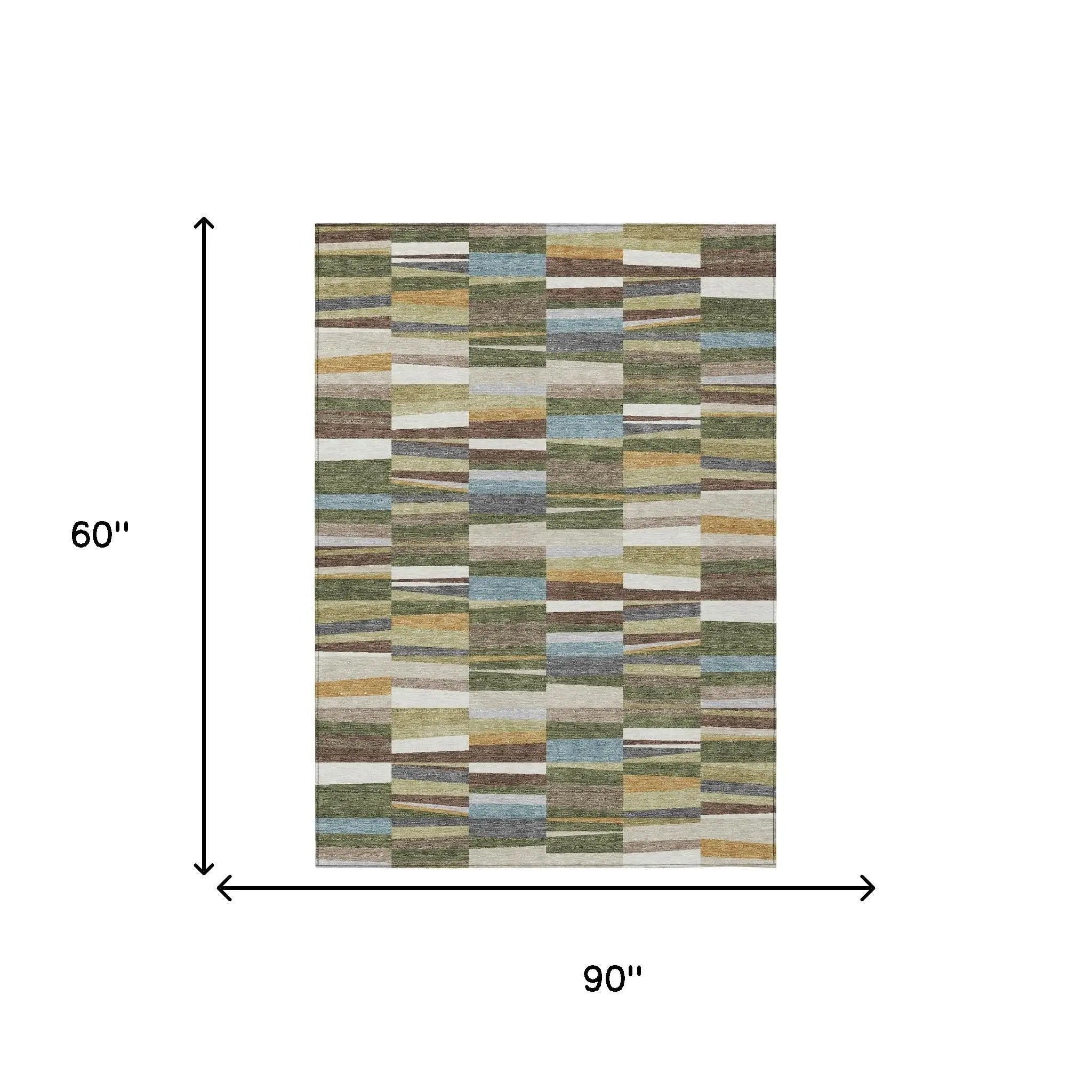5' X 8' Olive Green And Green Striped Washable Indoor Outdoor Area Rug Homeroots Outdoor