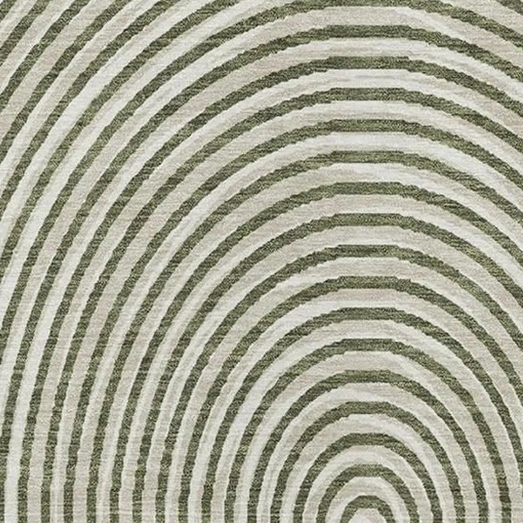 5' X 8' Olive Green And Ivory Geometric Washable Indoor Outdoor Area Rug Homeroots Outdoor