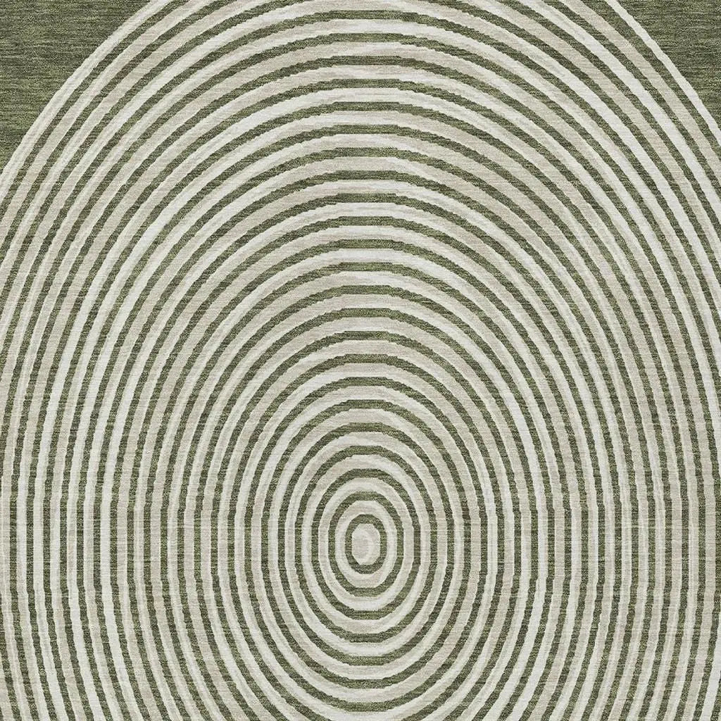 5' X 8' Olive Green And Ivory Geometric Washable Indoor Outdoor Area Rug Homeroots Outdoor