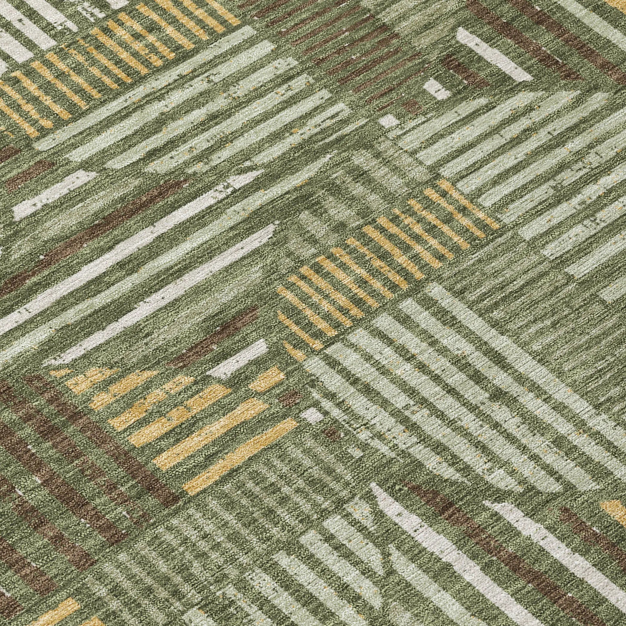 5' X 8' Olive Green And Khaki Geometric Washable Indoor Outdoor Area Rug Homeroots Outdoor