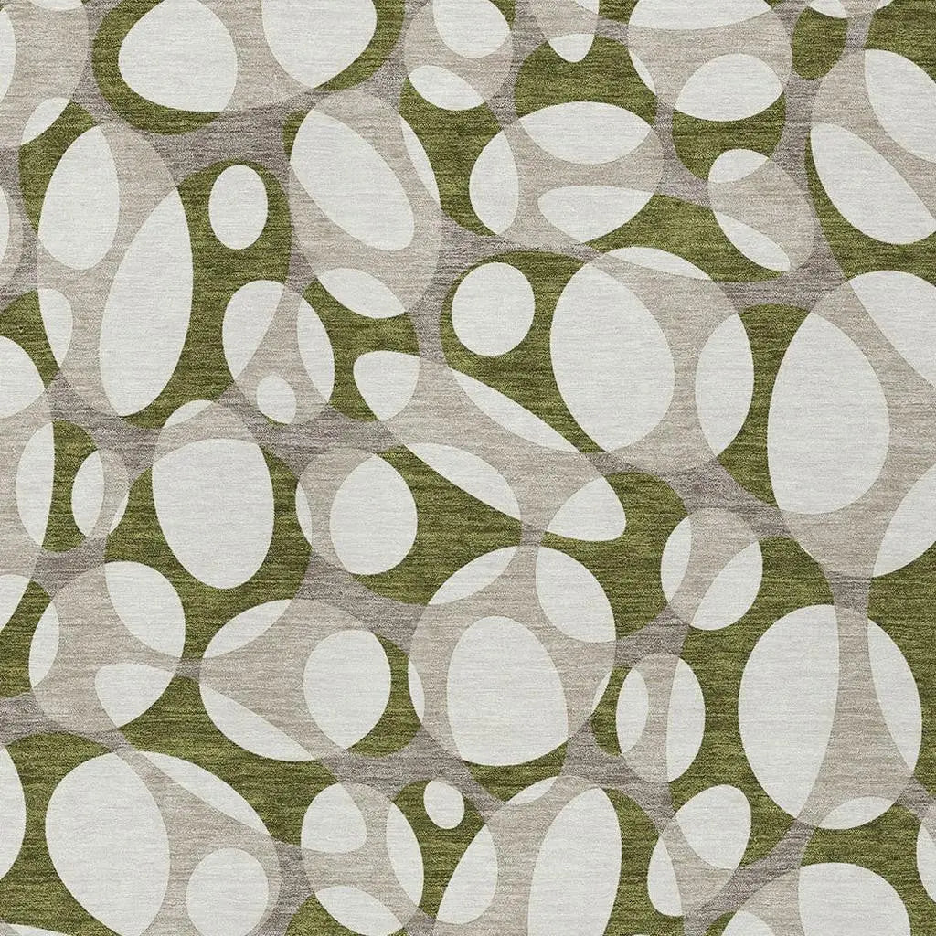 5' X 8' Olive Green And Linen Abstract Washable Indoor Outdoor Area Rug Homeroots Outdoor
