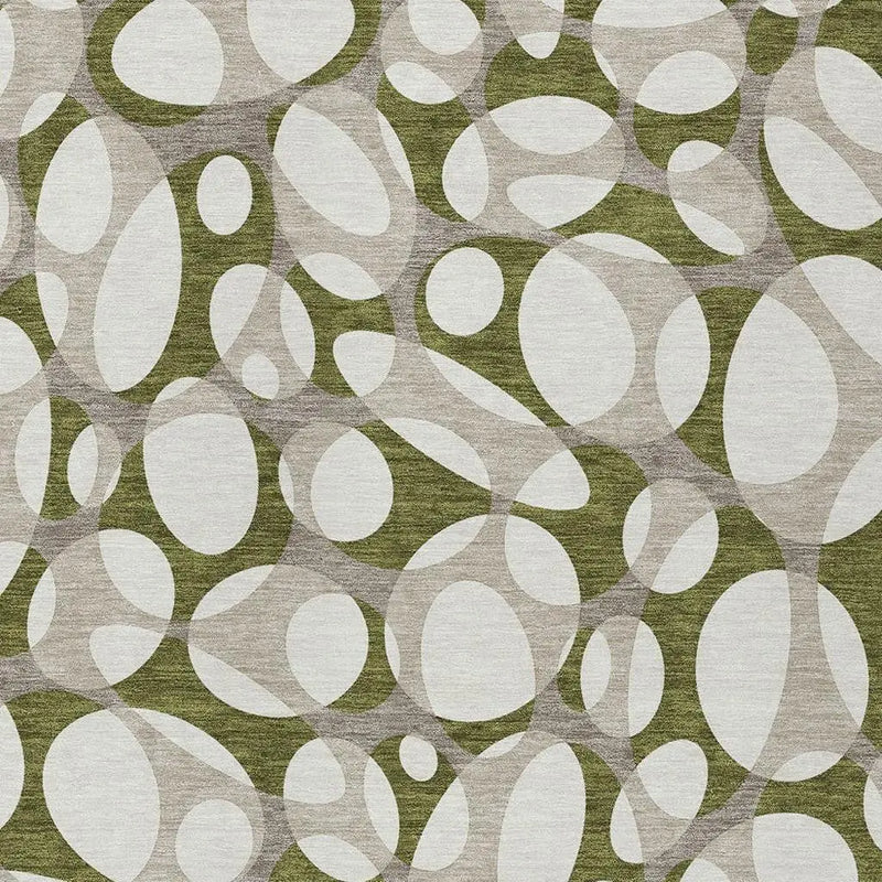 5' X 8' Olive Green And Linen Abstract Washable Indoor Outdoor Area Rug Homeroots Outdoor