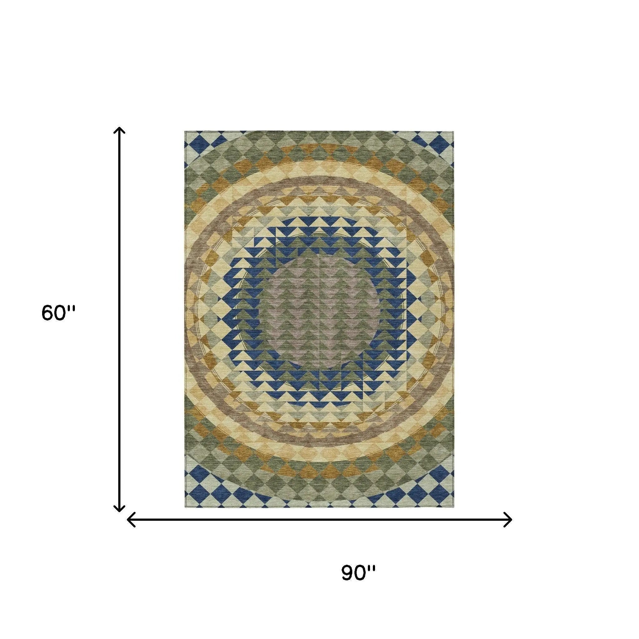 5' X 8' Olive Green And Rust Geometric Washable Indoor Outdoor Area Rug Homeroots Outdoor