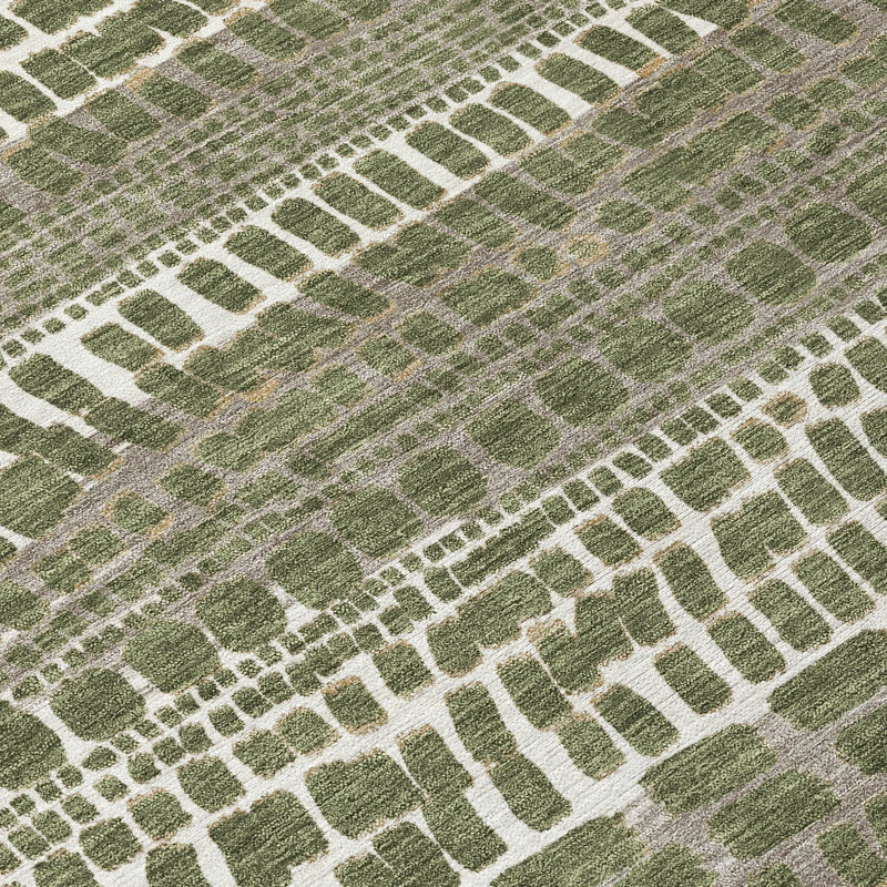 5' X 8' Olive Green And Taupe Abstract Washable Indoor Outdoor Area Rug Homeroots Outdoor