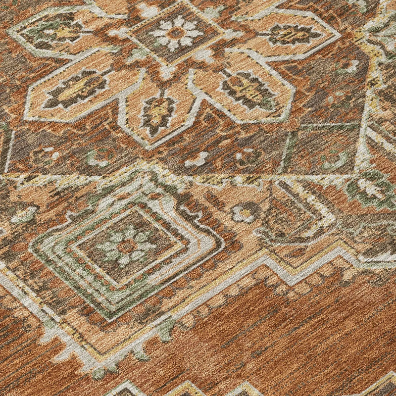 5' X 8' Orange And Aqua Oriental Washable Indoor Outdoor Area Rug Homeroots Outdoor